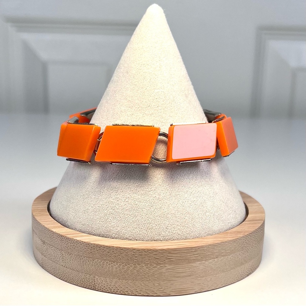 Vintage 1960’s Mod Orange and Gold Toned Geometric Retro Linked Bracelet